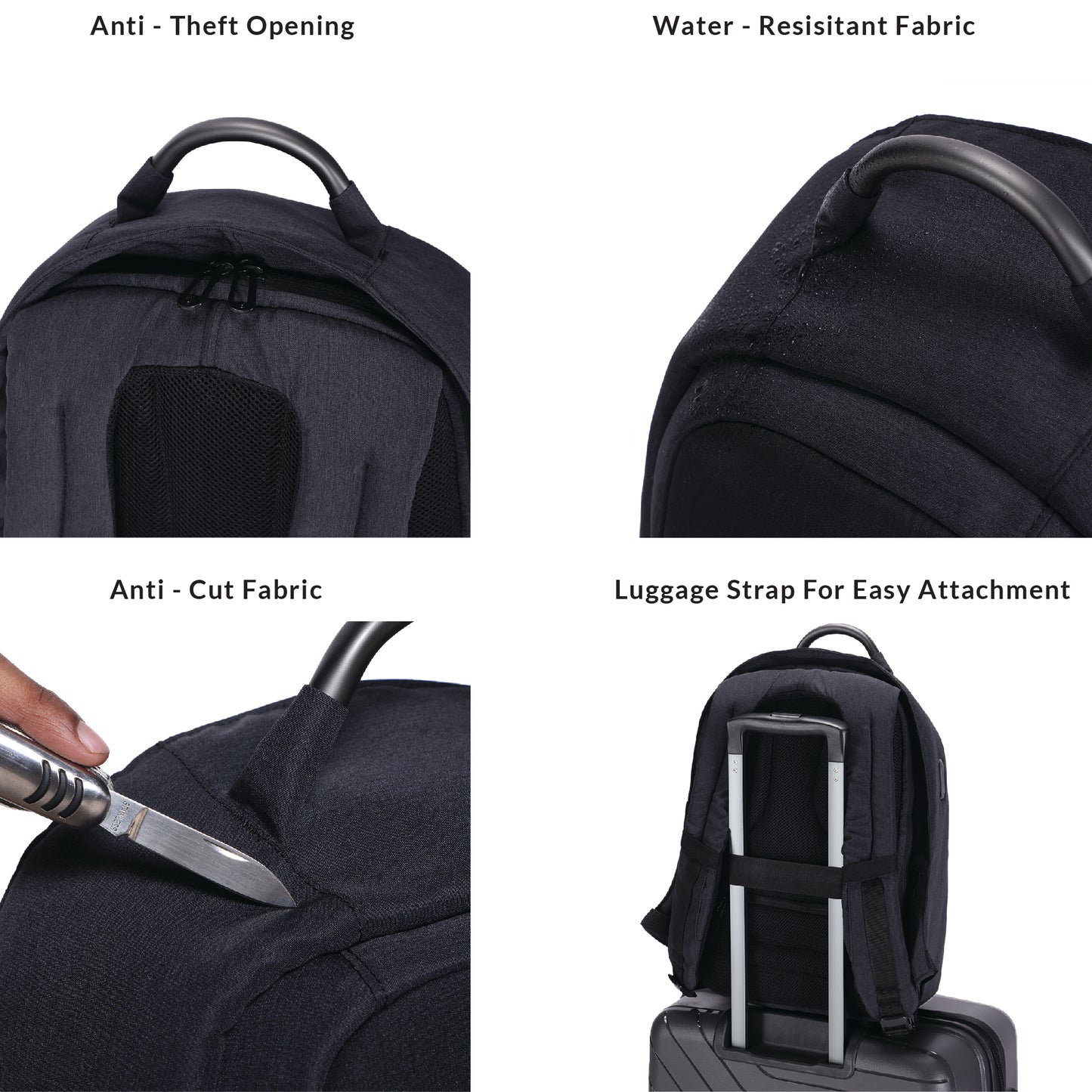 Carriall Columbus Black Smart Laptop Backpack