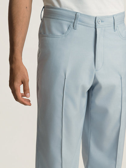 Korean Sky Blue Relaxed Fit Pintuck Pants