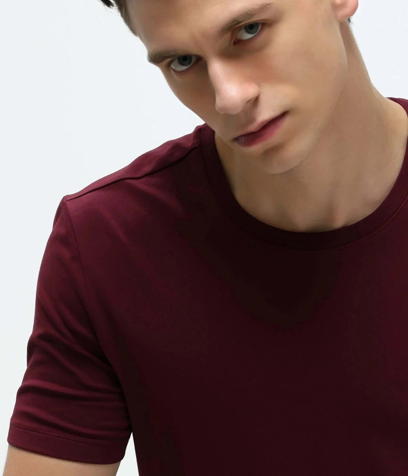Crew Neck Tshirt | Anti Stain Anti Odor Water Repellent-CRANBERRY