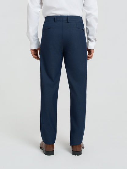 Trench Blue Micro Checks Relaxed Fit Formal Trousers