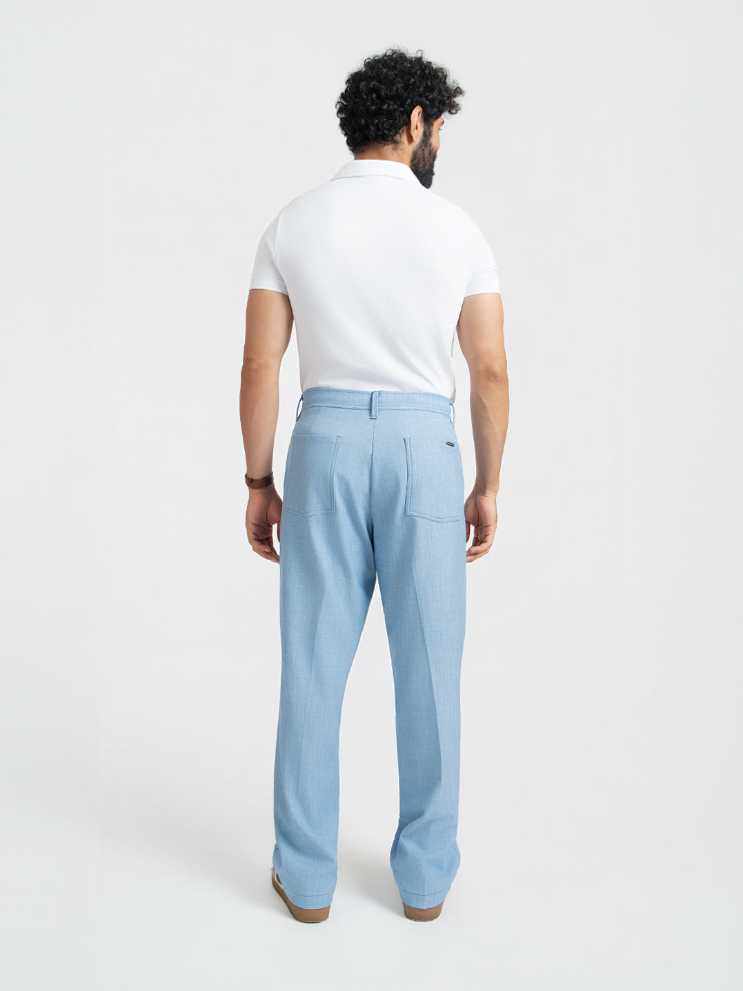 Korean Blue Relaxed Fit Pintuck Pants