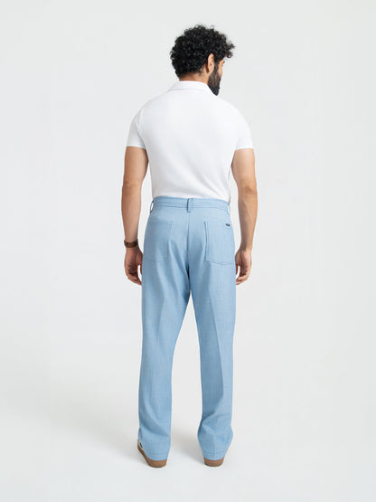 Korean Blue Relaxed Fit Pintuck Pants