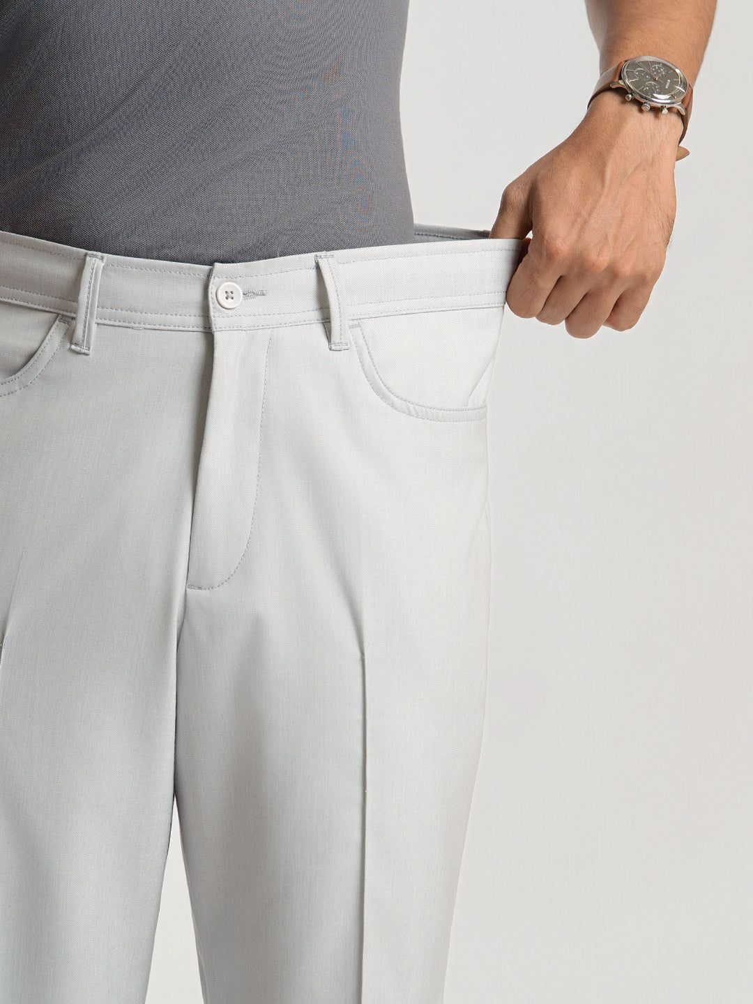 Korean Grey Relaxed Fit Pintuck Pants