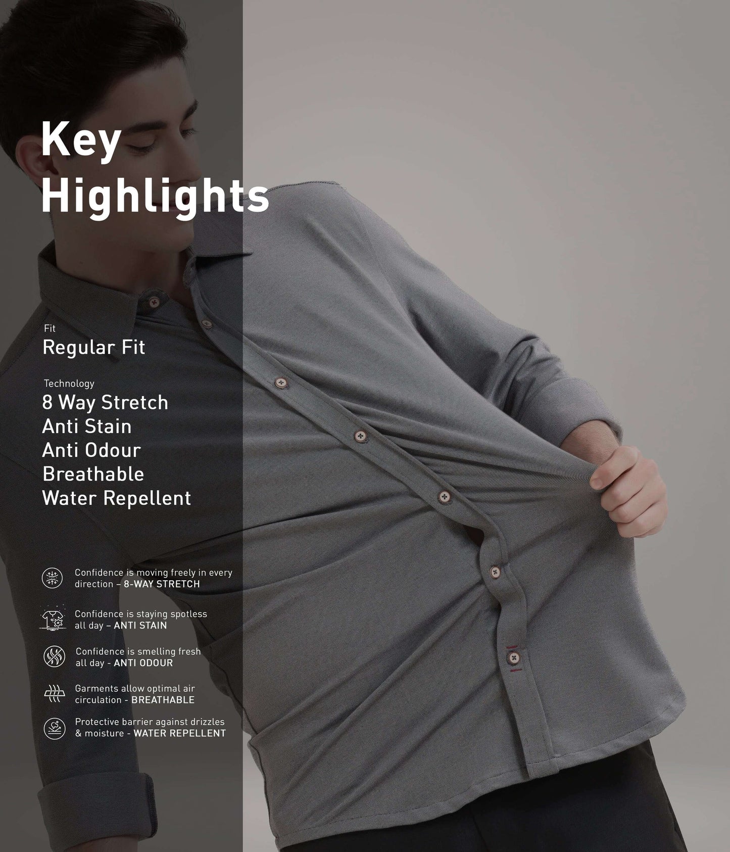 Shirt | Anti Stain Anti Odor Water Repellent   STORMYCHARCOAL