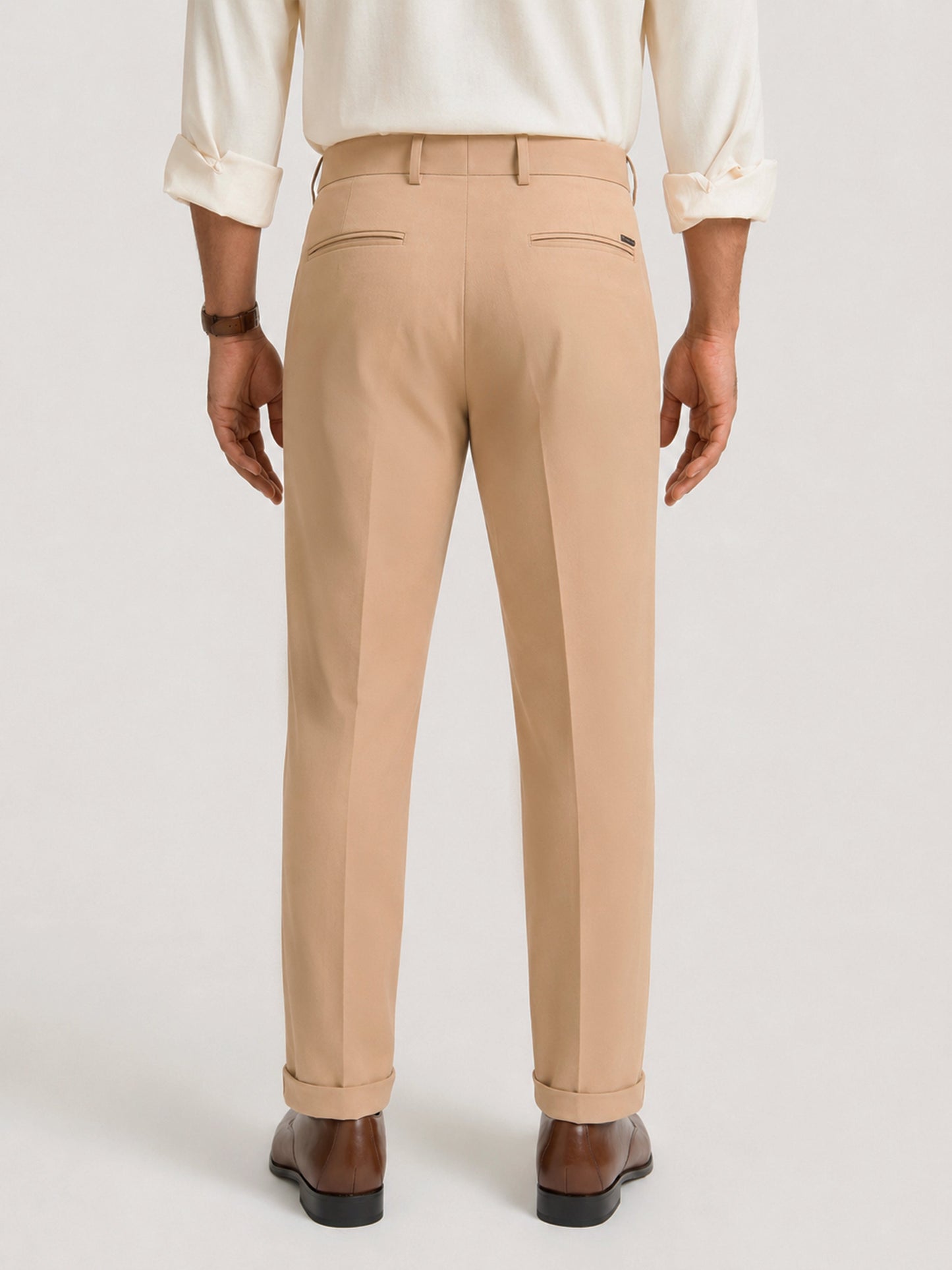 Japanese Khaki Straight Fit Pleated Formal Trousers