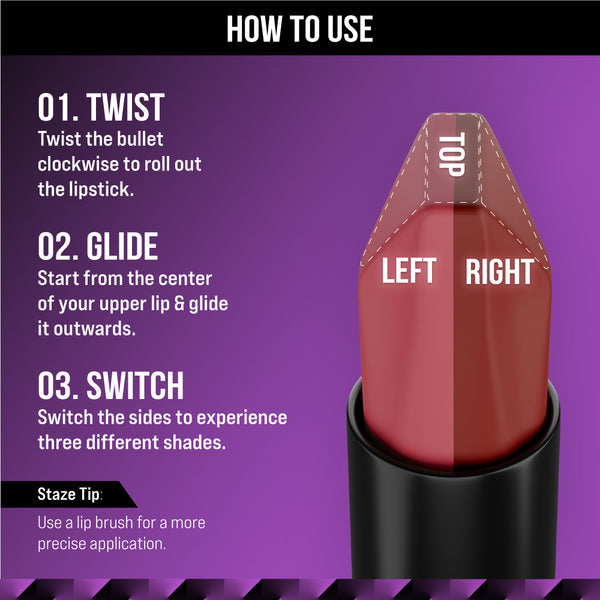 Staze Love Tri-Angle 3 In 1 Lipstick | Staze at Broadway