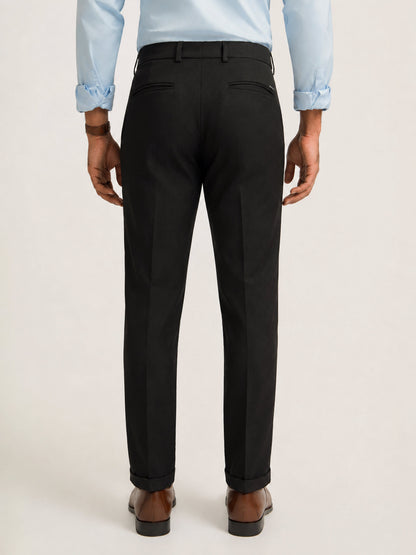Japanese Black Straight Fit Pleated Formal Trousers