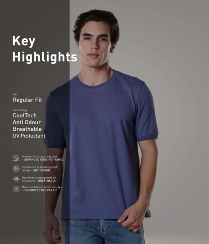 Crew Neck Tshirt |Cool Tech + UV Protectant + Anti Odour  BLOOMINGORCHID