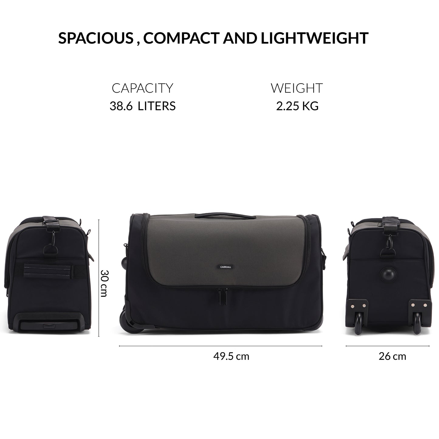 Carriall City Duffle (Black)Travel Bag 38.6 L