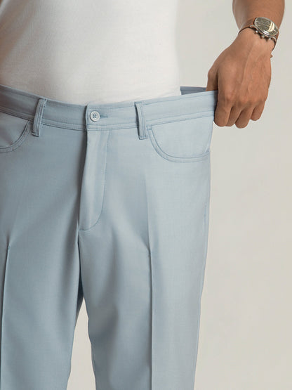 Korean Sky Blue Relaxed Fit Pintuck Pants