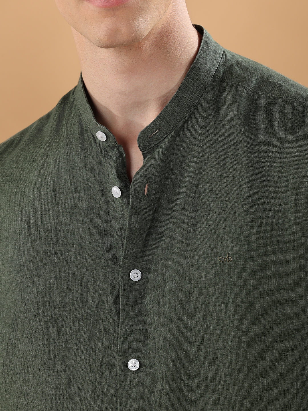 Olive Green Regular Fit Casual Linen shirt for men (MOLAN)