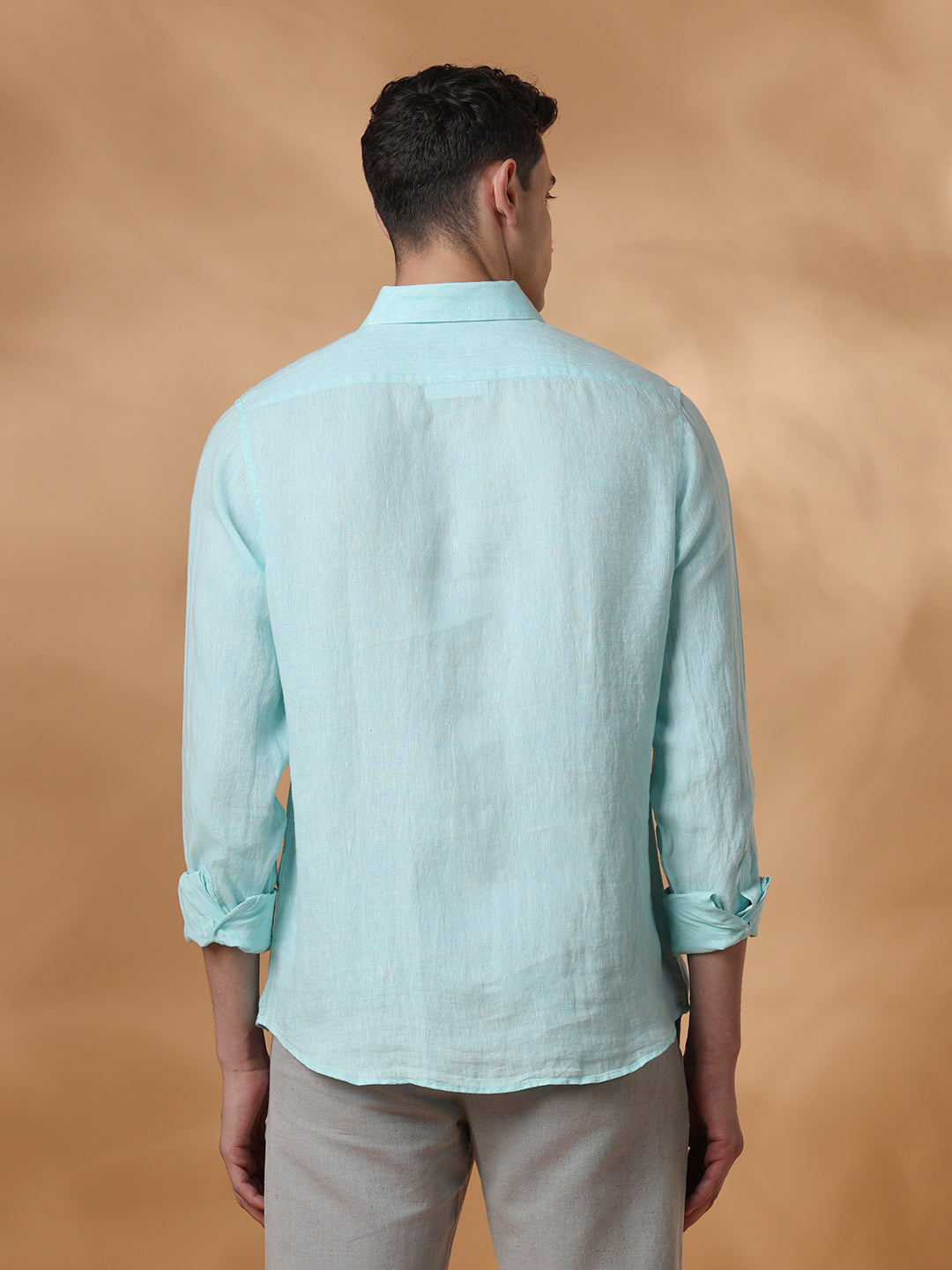 Green Regular Fit Casual Linen Shirt for men (MAURI)