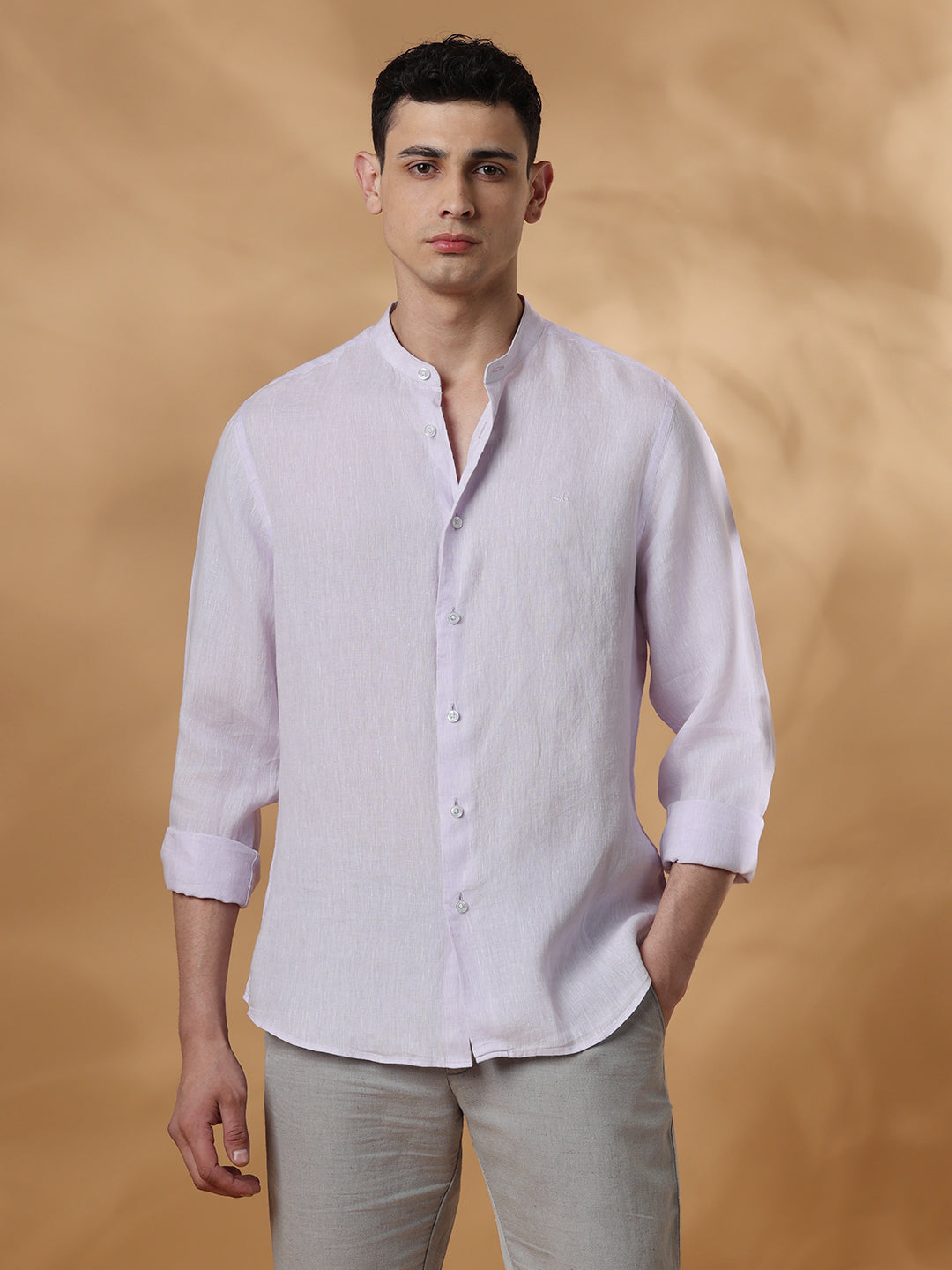 Lavender Regular Fit Casual Linen shirt for men (URBAN)