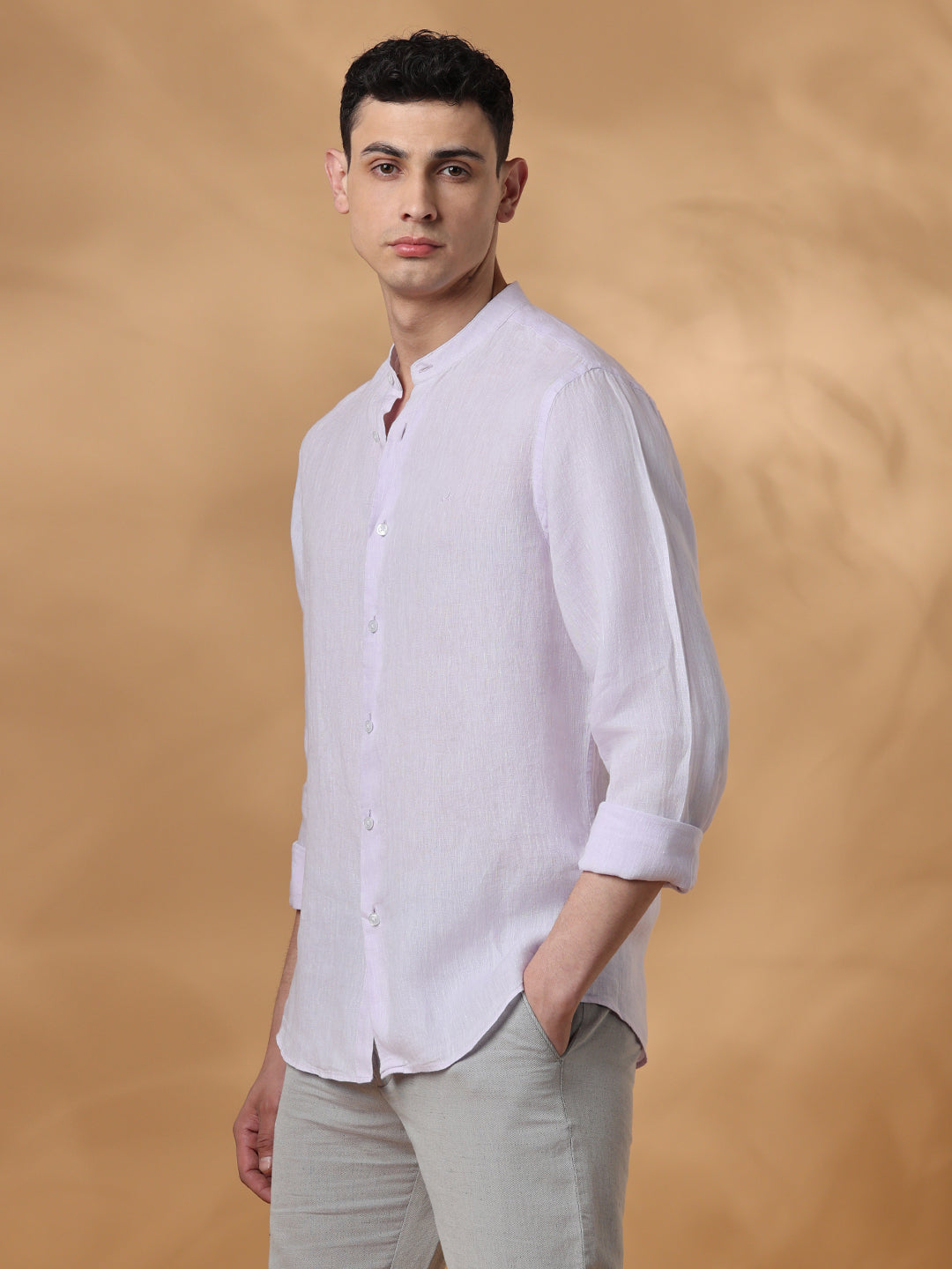 Lavender Regular Fit Casual Linen shirt for men (URBAN)