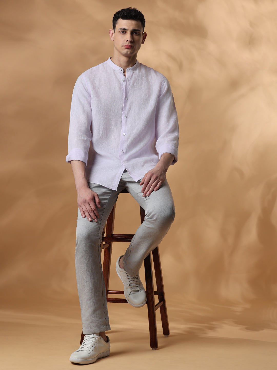 Lavender Regular Fit Casual Linen shirt for men (URBAN)