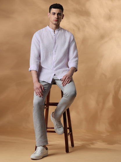 Lavender Regular Fit Casual Linen shirt for men (URBAN)