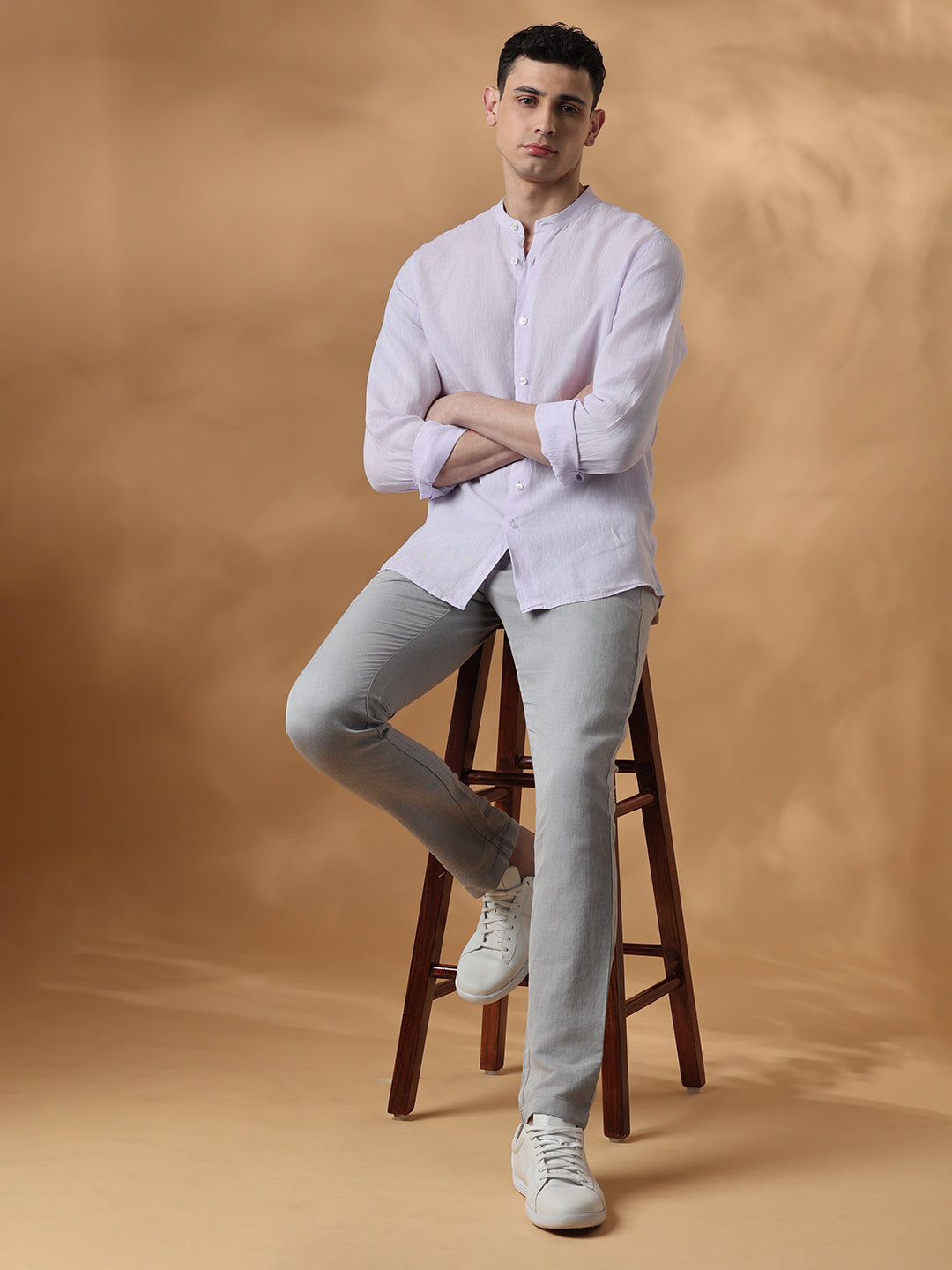 Lavender Regular Fit Casual Linen shirt for men (URBAN)