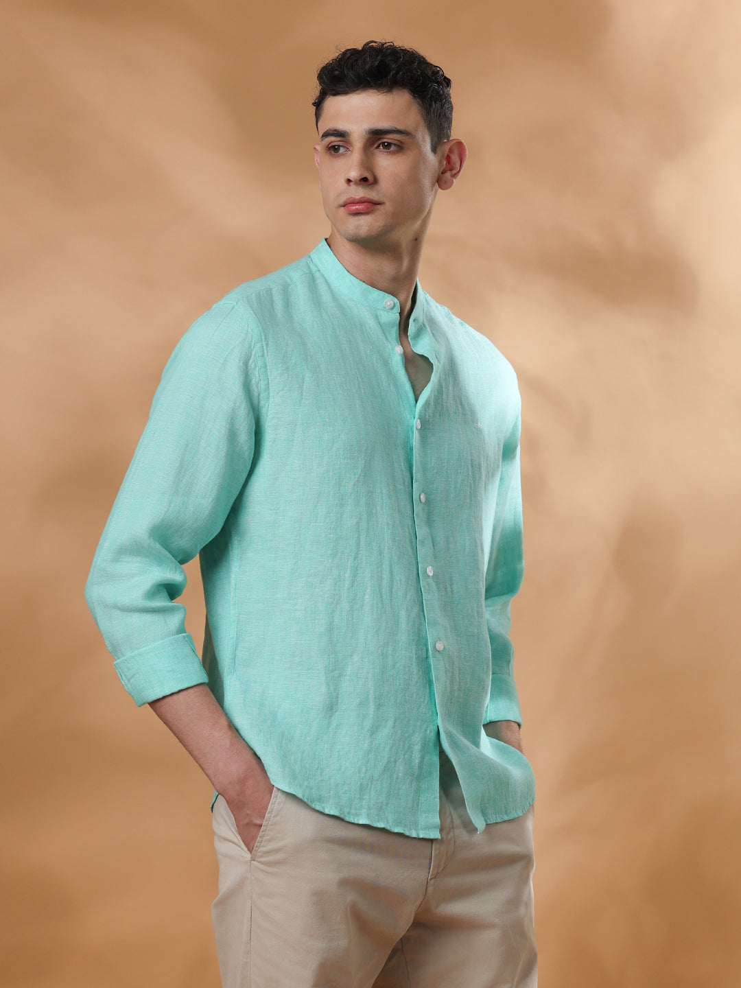 Green Slim Fit Formal Cotton shirt for men (X-CARLO)