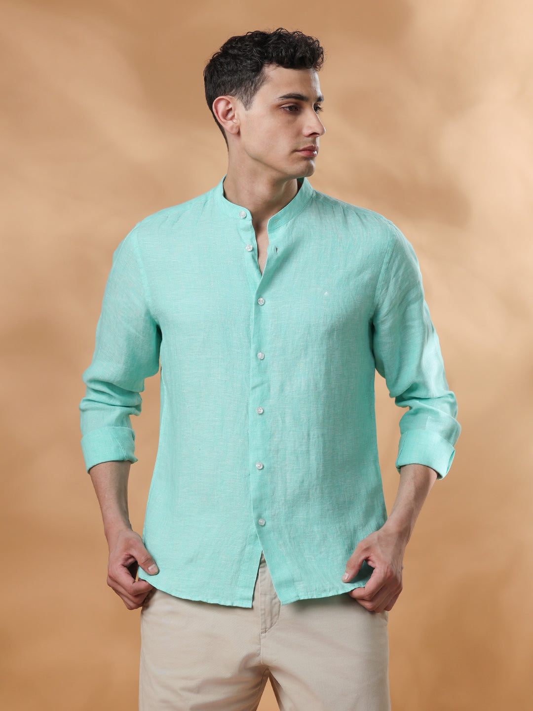 Green Slim Fit Formal Cotton shirt for men (X-CARLO)