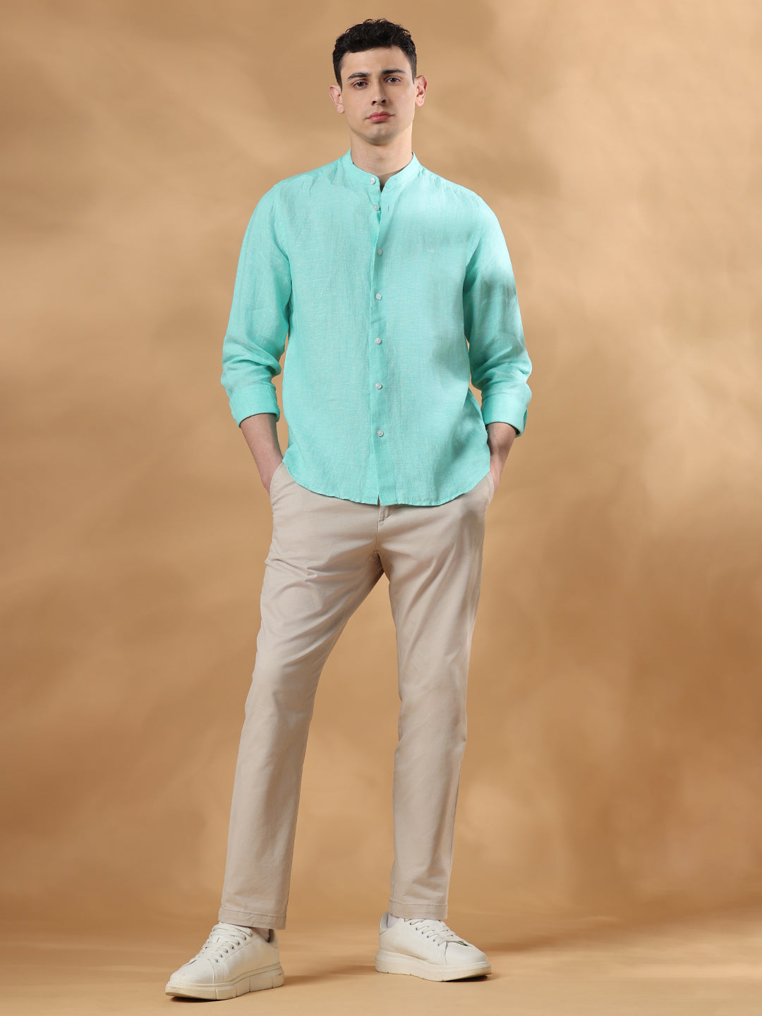 Green Slim Fit Formal Cotton shirt for men (X-CARLO)