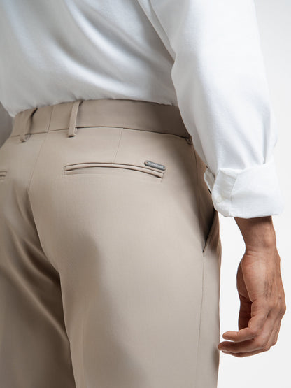 Japanese Beige Straight Fit Pleated Formal Trousers