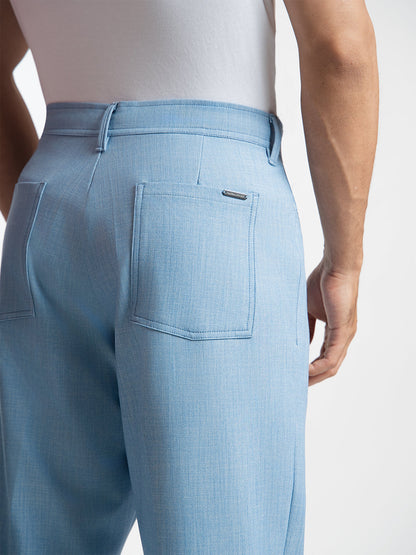 Korean Blue Relaxed Fit Pintuck Pants