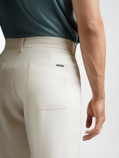 Korean Beige Relaxed Fit Pintuck Pants