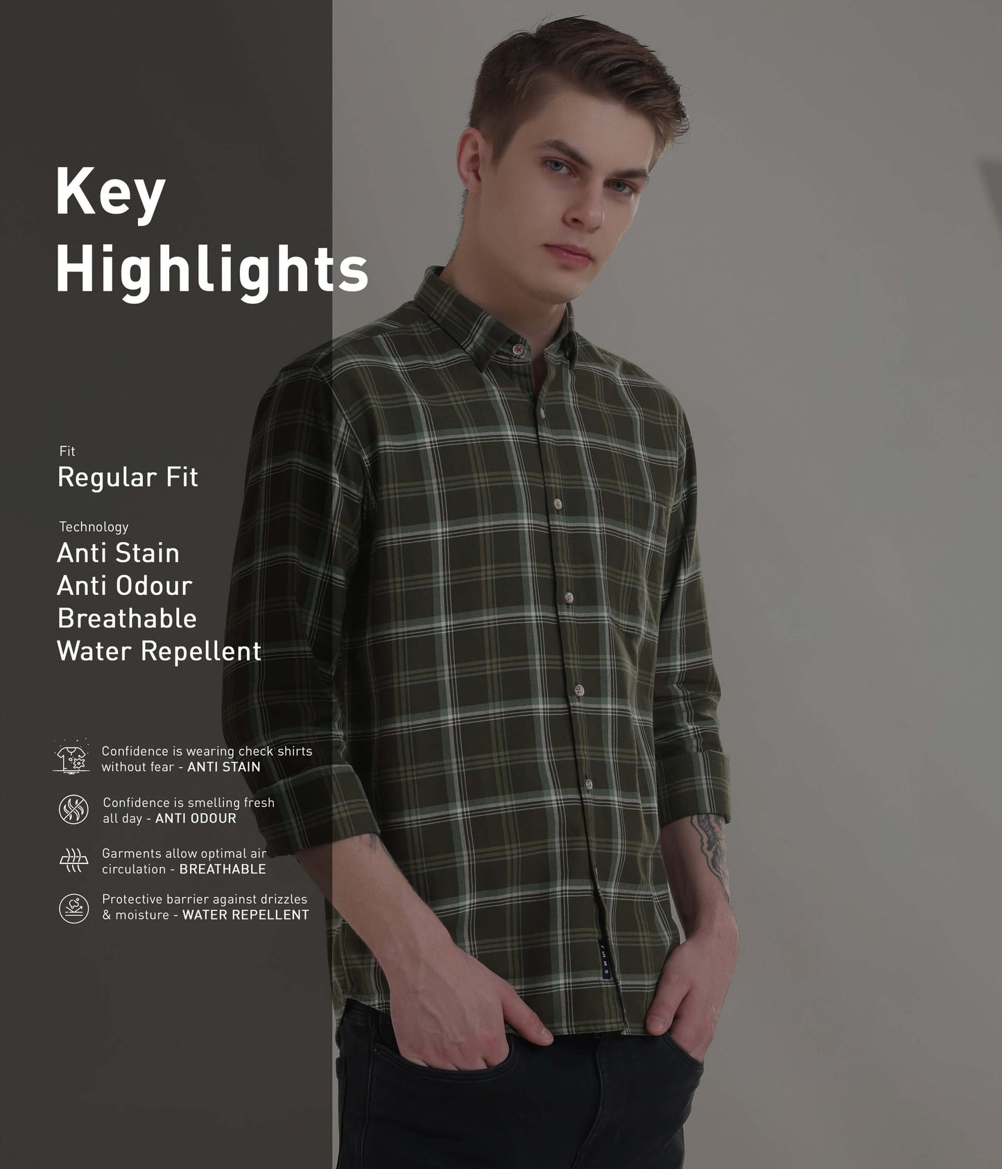 Shirt | Anti Stain Anti Odor Water Repellent   FORESTGREEN