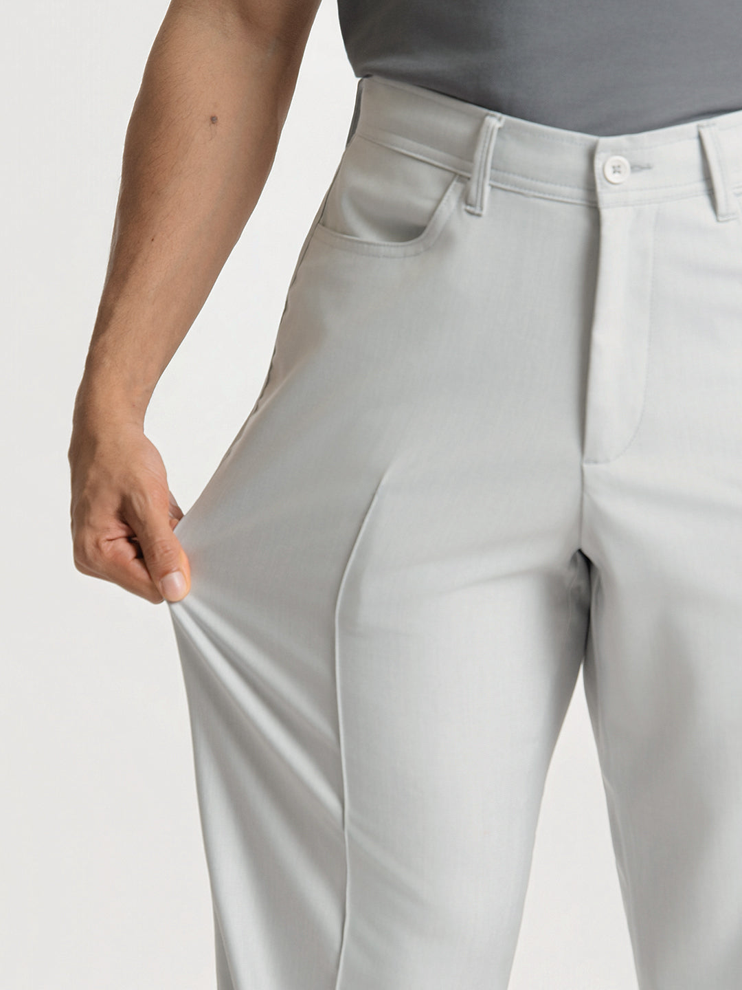 Korean Grey Relaxed Fit Pintuck Pants