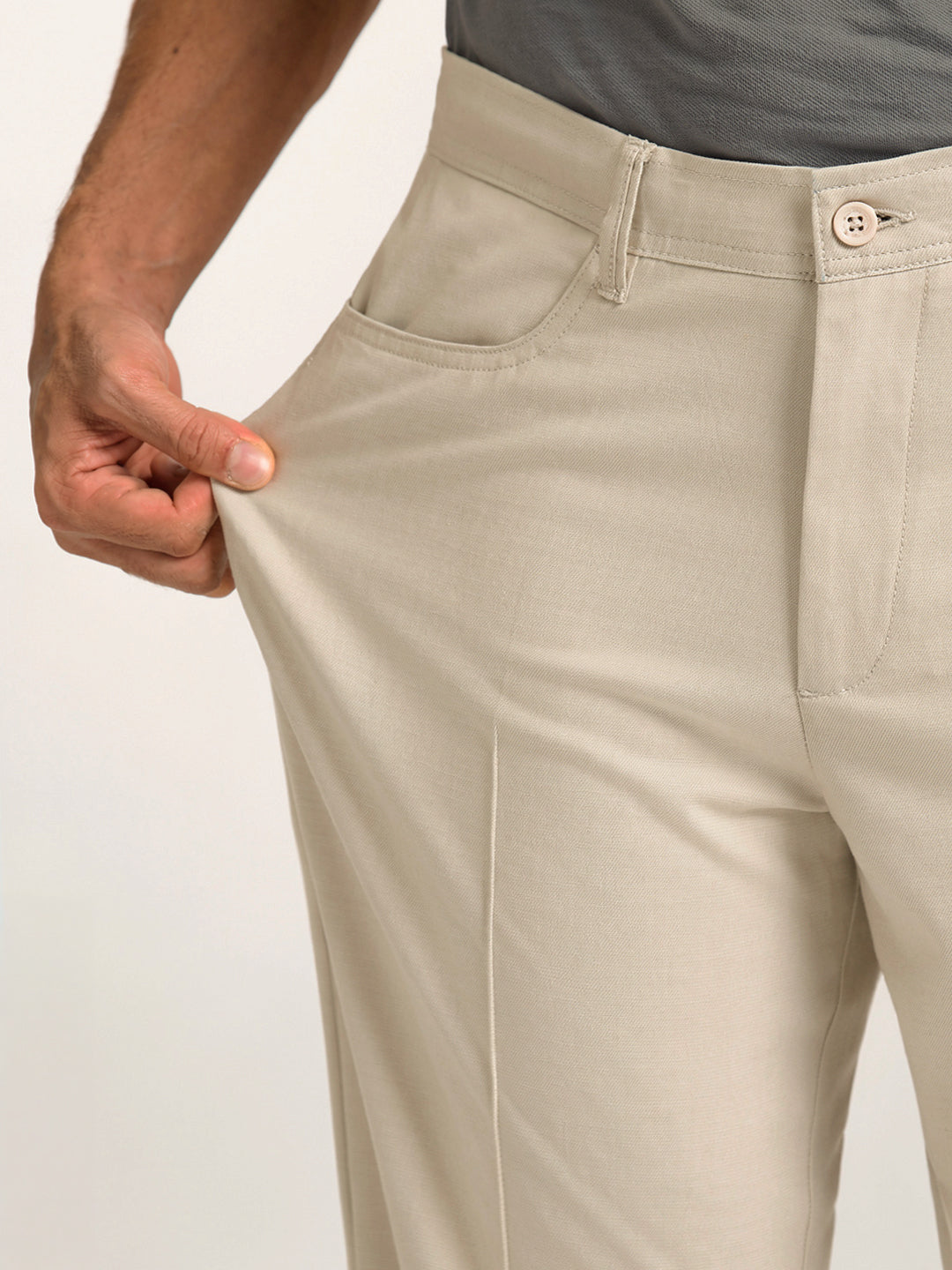 Korean Cream Relaxed Fit Pintuck Pants