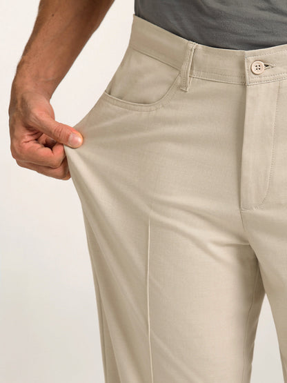 Korean Cream Relaxed Fit Pintuck Pants
