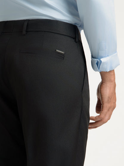 Japanese Black Straight Fit Pleated Formal Trousers