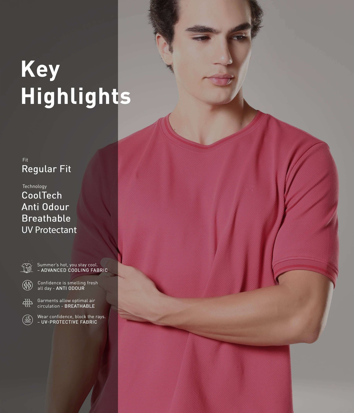 Crew Neck Tshirt |Cool Tech + UV Protectant + Anti Odour  REGALPINK