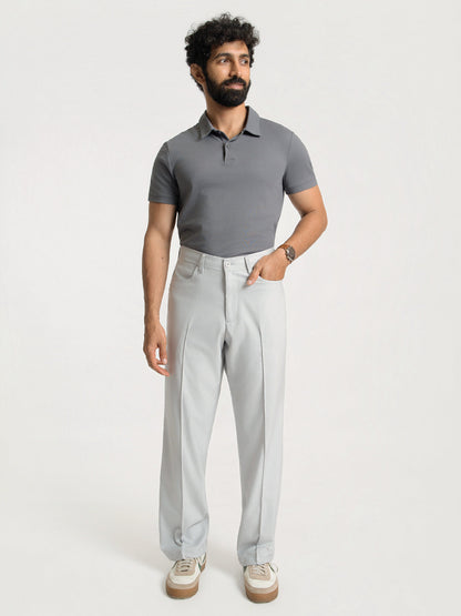 Korean Grey Relaxed Fit Pintuck Pants