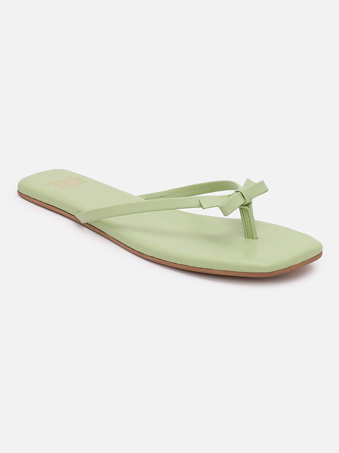 Tao By Tao Paris Breeza Women Green Slip On Flats With Bow
