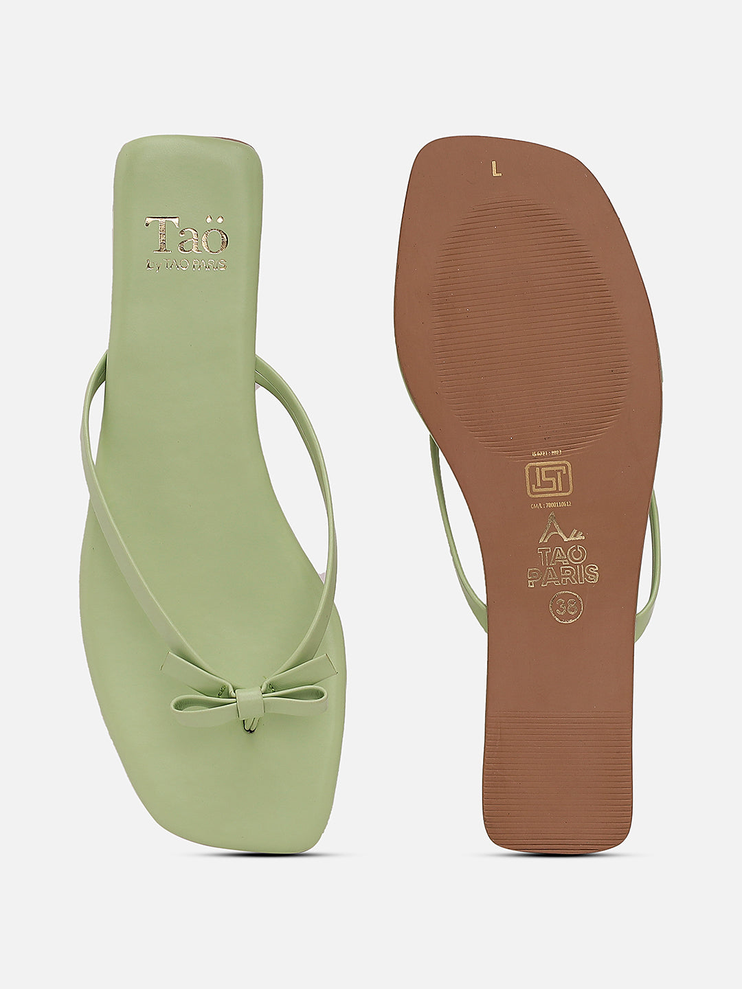 Tao By Tao Paris Breeza Women Green Slip On Flats With Bow