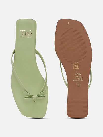 Tao By Tao Paris Breeza Women Green Slip On Flats With Bow
