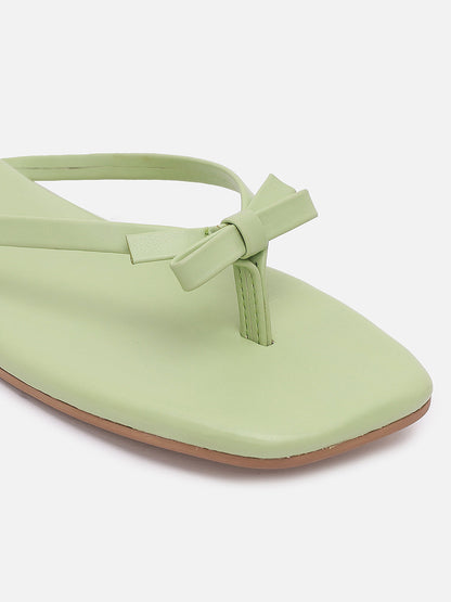 Tao By Tao Paris Breeza Women Green Slip On Flats With Bow