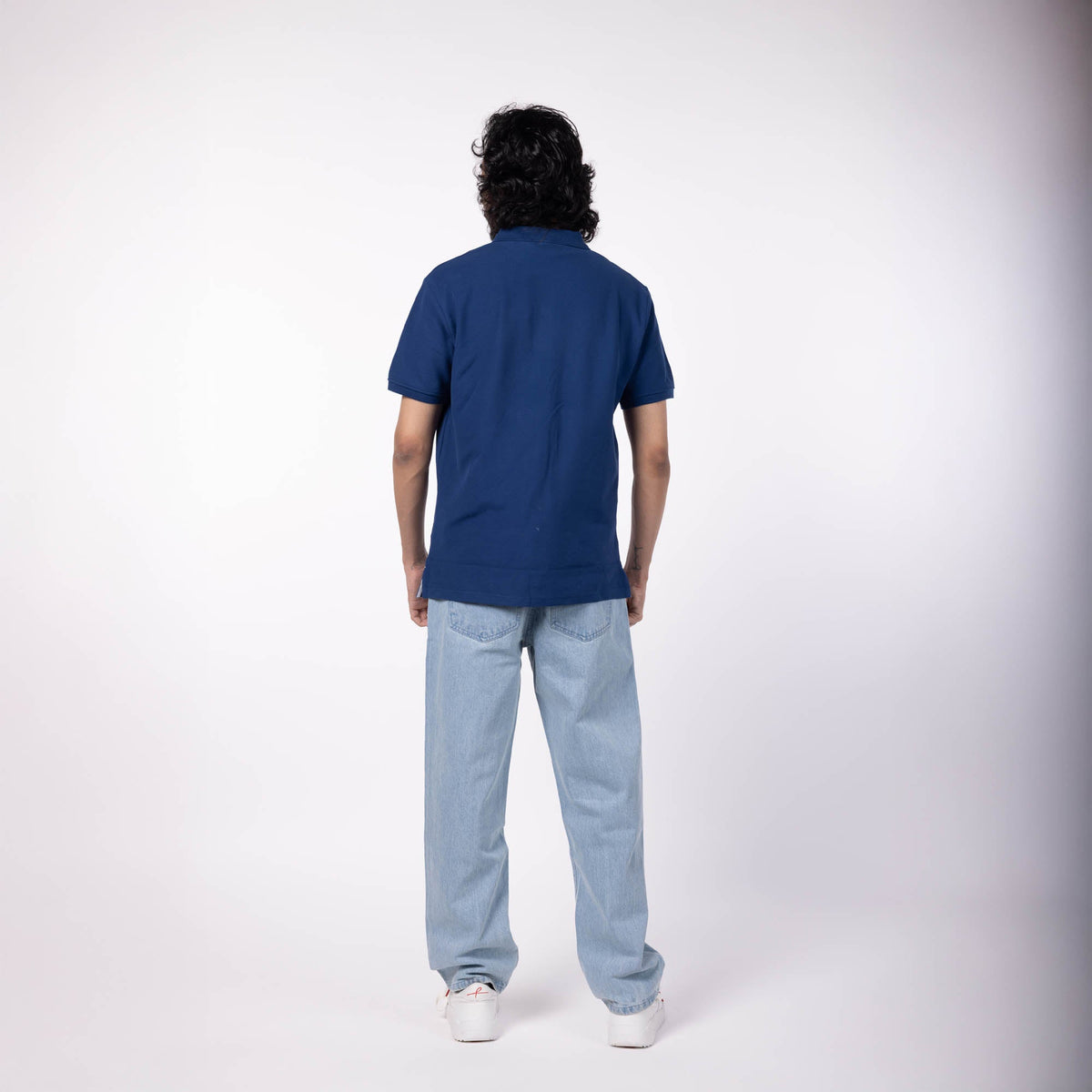 Men's Cotton Honeycomb Polo T-Shirt - Navy Blue