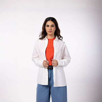 Cotton Oxford Stripe Shirt - White