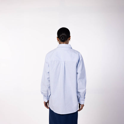 Cotton Oxford Stripe Shirt - Blue