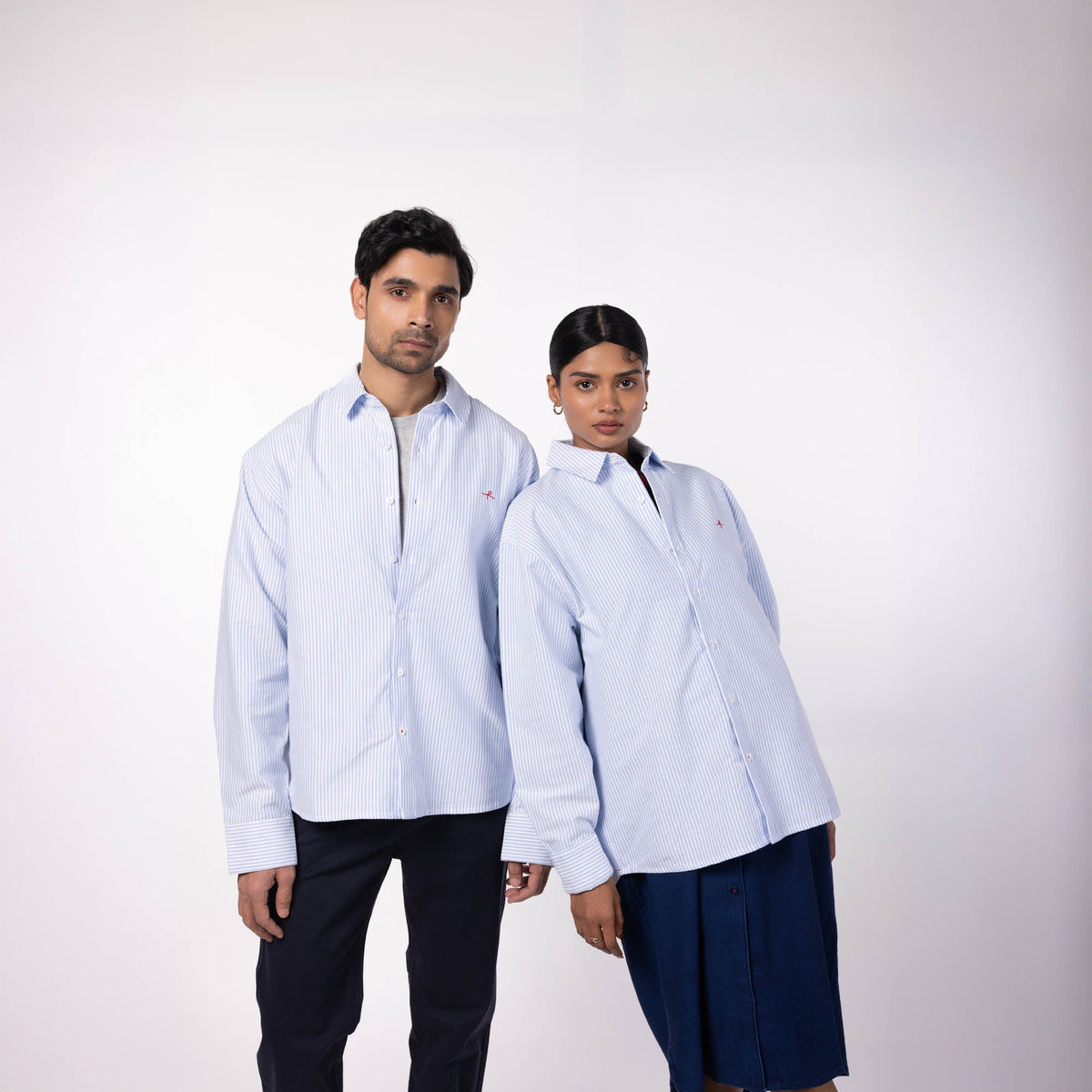 Cotton Oxford Stripe Shirt - Blue