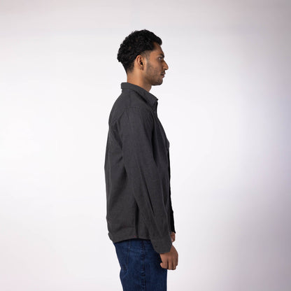 Men's Regular Collar Cotton Melange - Charcoal