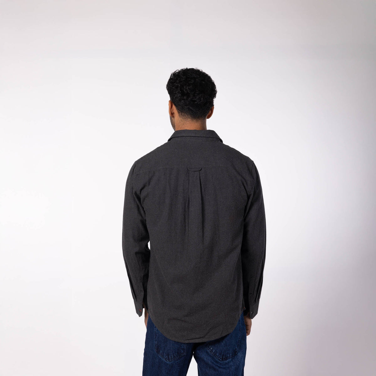 Men's Regular Collar Cotton Melange - Charcoal