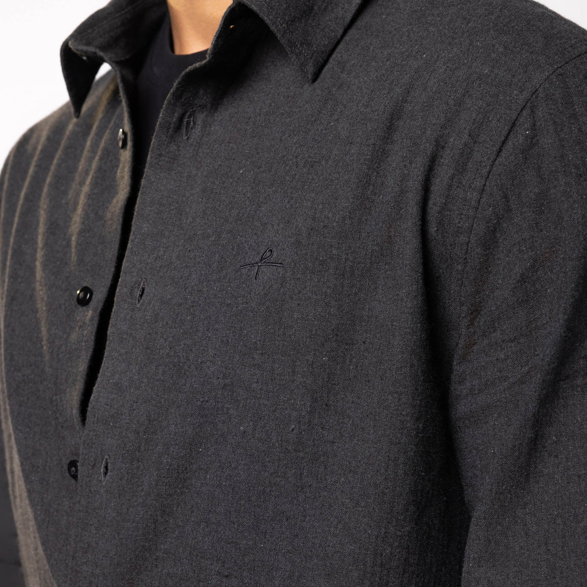 Men's Regular Collar Cotton Melange - Charcoal