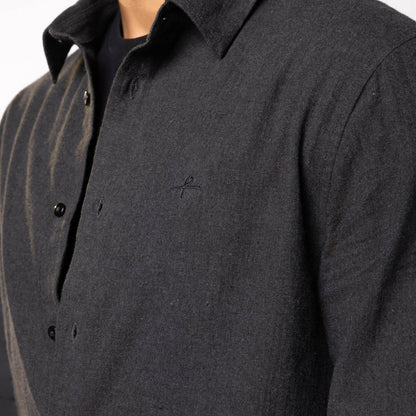 Men's Regular Collar Cotton Melange - Charcoal
