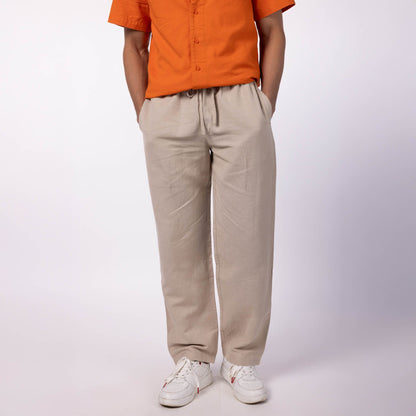 Men's Linen Blend Drawstring Pants - Natural