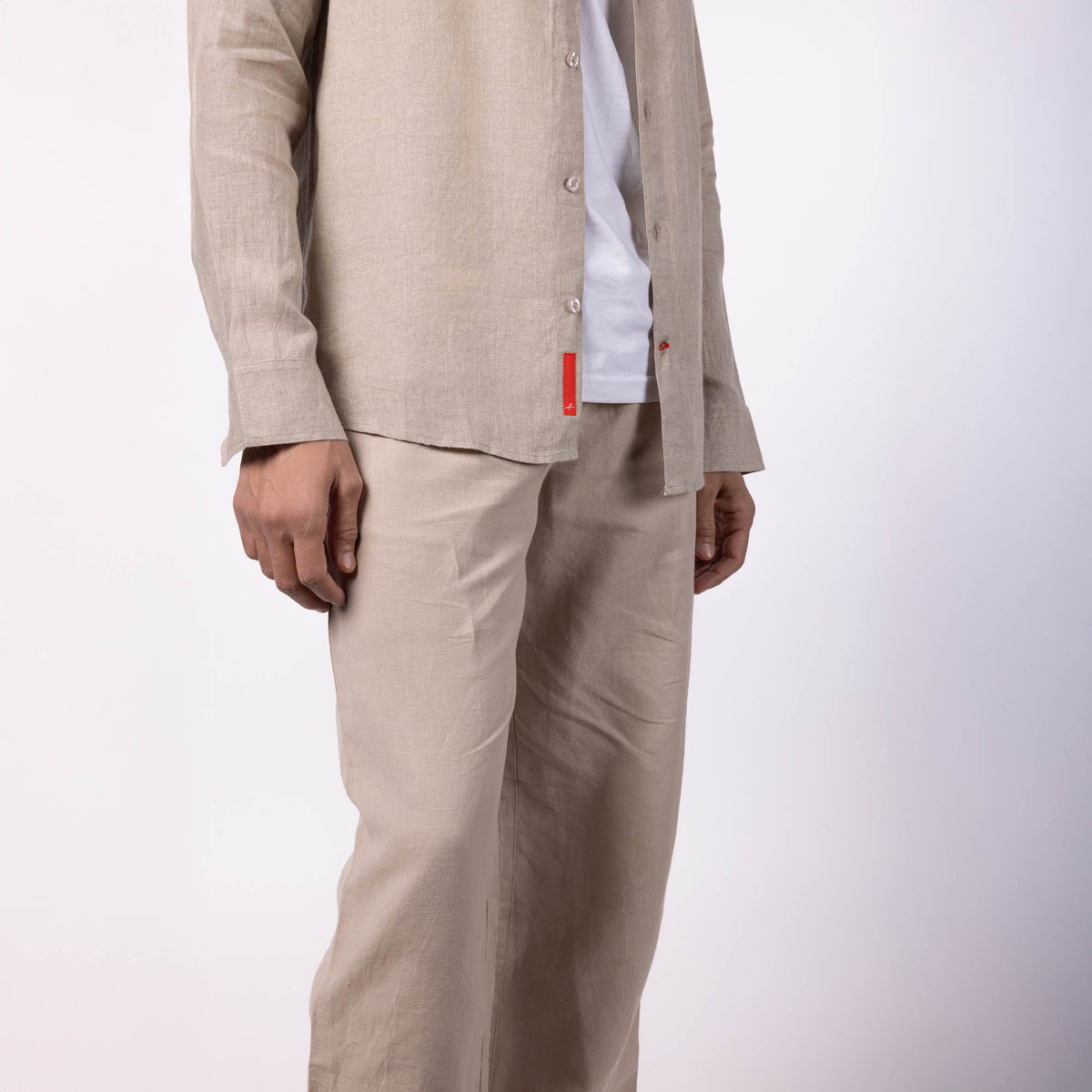 Men's Linen Classic Collar Shirt - Natural