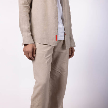 Men's Linen Classic Collar Shirt - Natural