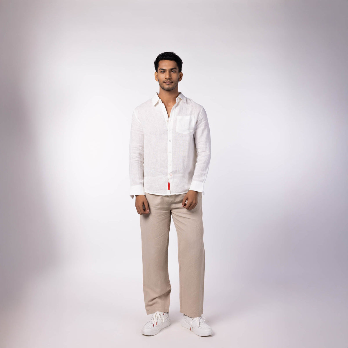 Men's Linen Classic Collar Shirt - White